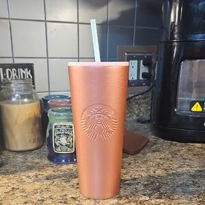 Starbucks Pink Metal Tumbler with Straw